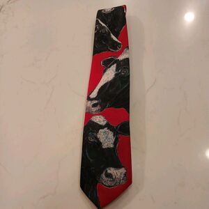 Ralph Marlin Holstein Cow Tie Mens Vtg 1994 Necktie Blaine Heilman Dairy Cattle